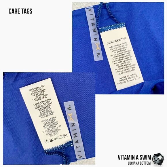 VITAMIN A SWIM LUCIANA BIKINI BOTTOM SAPPHIRE BLUE PLUS SIZE FULL COVERAGE NEW - Picture 10 of 16